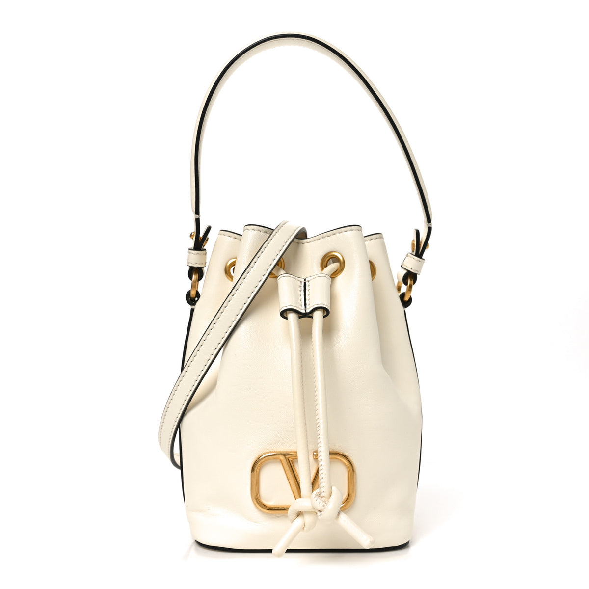 Nappa Mini VLogo Signature Bucket Bag Light Ivory