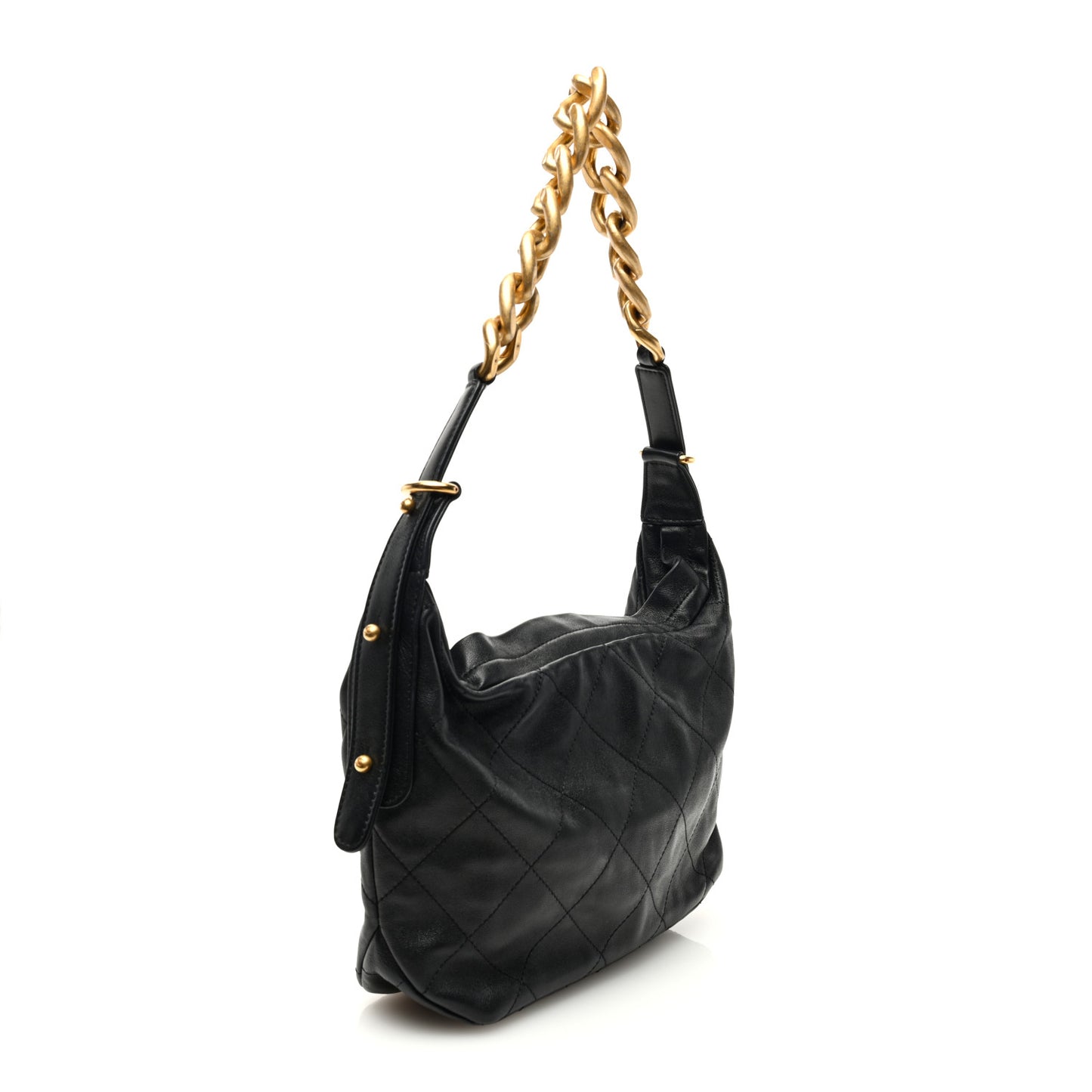 Calfskin Quilted Daily Hobo Black