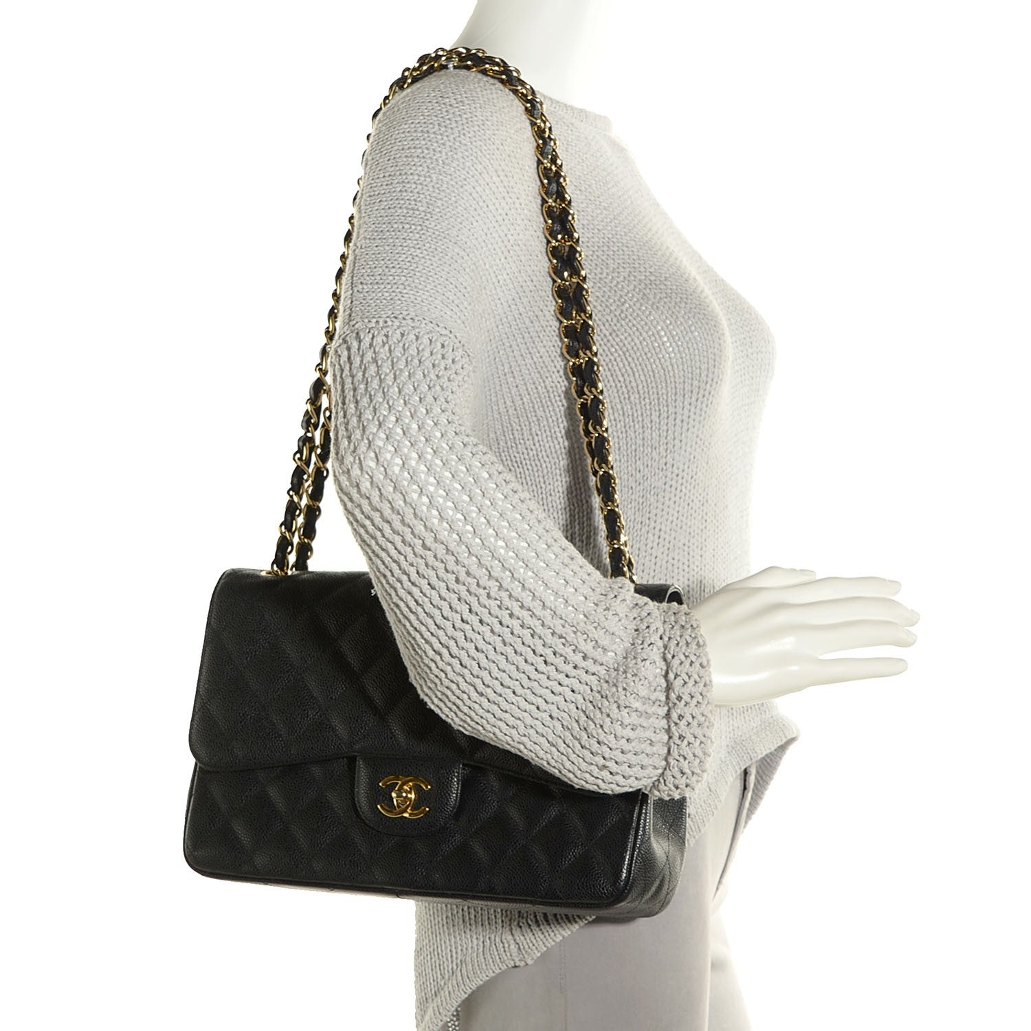 Chanel Caviar Quilted Jumbo Double Flap Black 2 of 8