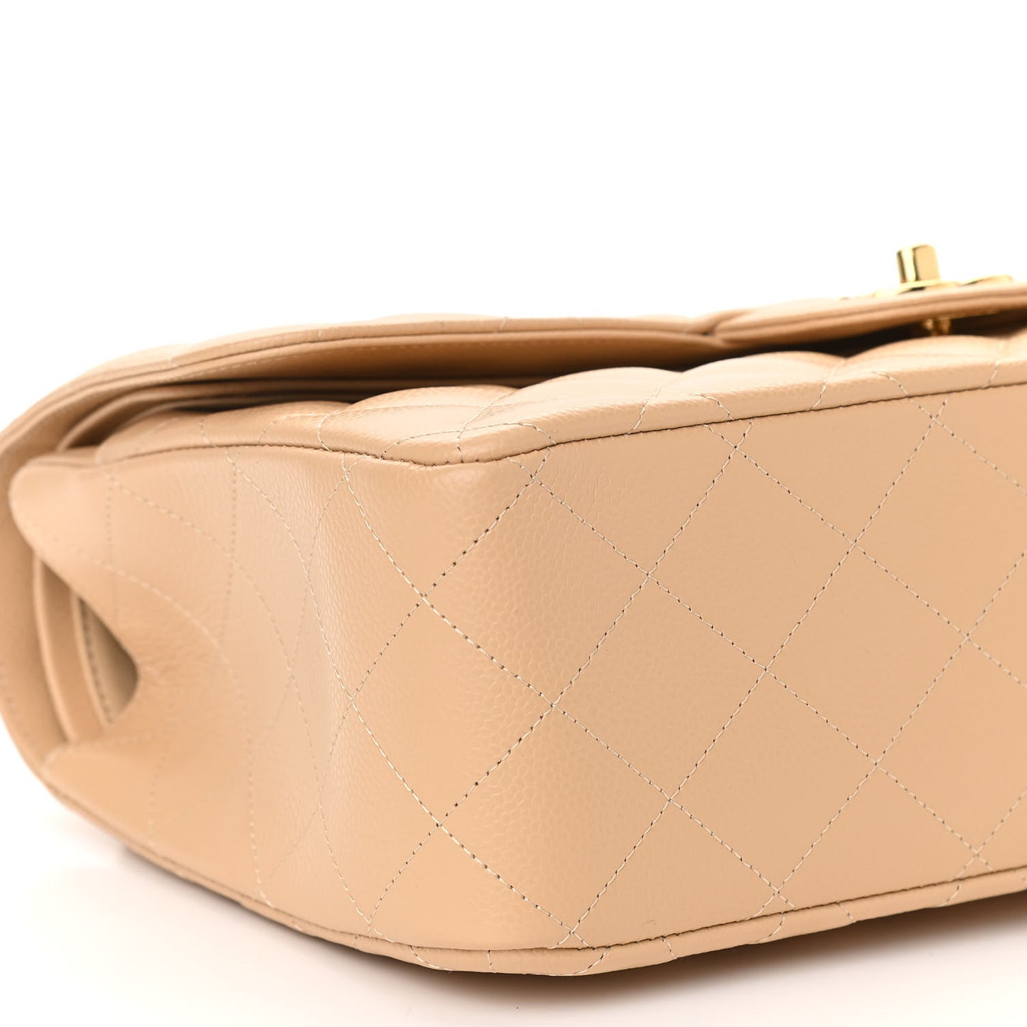 Caviar Quilted Jumbo Double Flap Beige