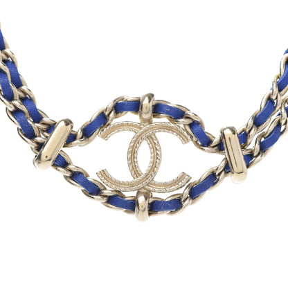 Chanel Metal Lambskin CC Chain Link Necklace Blue 4 of 5