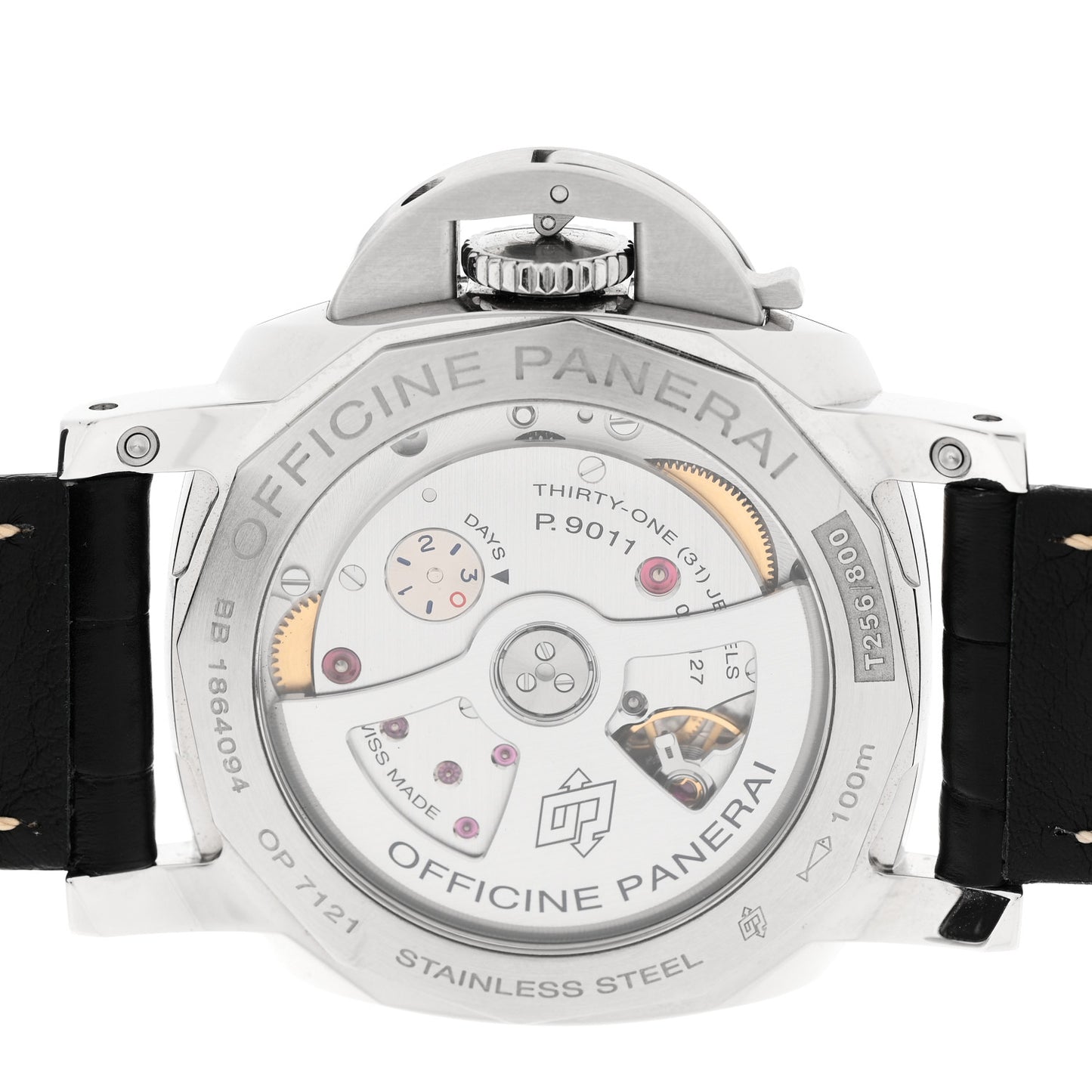 Stainless Steel Alligator 42mm Luminor 1950 3 Days GMT Automatic Watch Black PAM01535