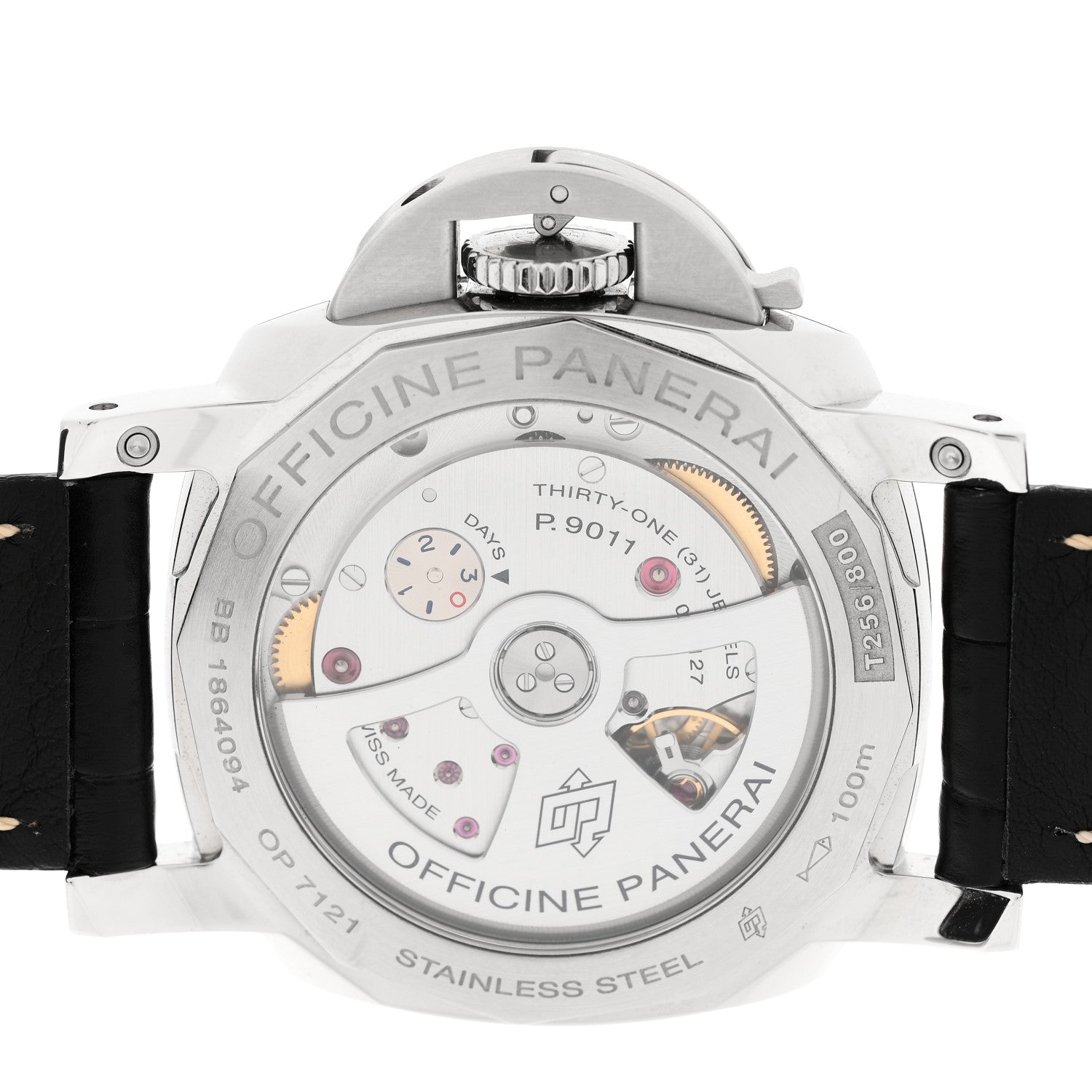 Panerai Stainless Steel Alligator 42mm Luminor 1950 3 Days GMT Automatic Watch Black PAM01535 4 of 5