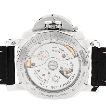 Panerai Stainless Steel Alligator 42mm Luminor 1950 3 Days GMT Automatic Watch Black PAM01535 4 of 5