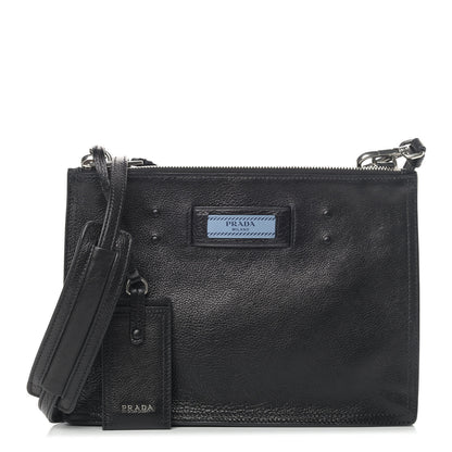 Prada Glace Calf Etiquette Crossbody Black Astrale 1 of 5