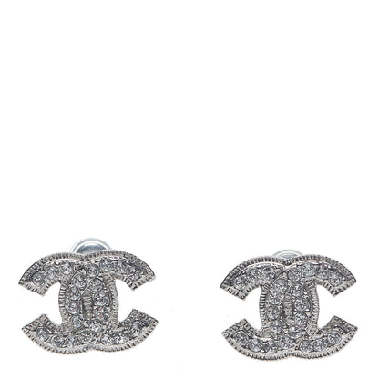 Chanel Crystal Mini Timeless CC Earrings Silver 1 of 5