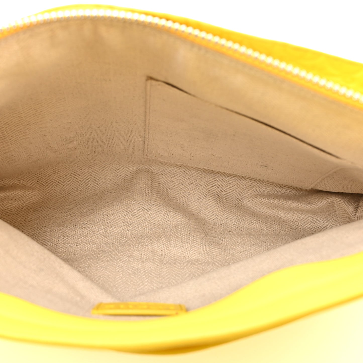 Calfskin Embossed Large Double Amarillo Pouch Yellow