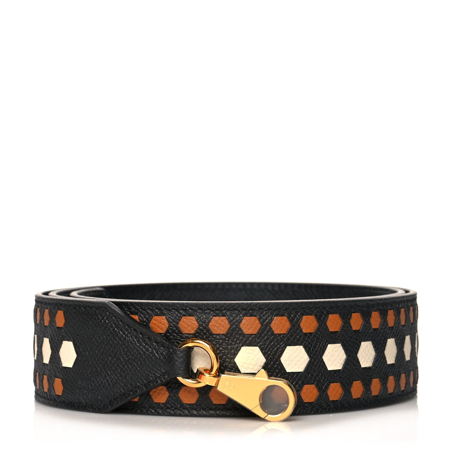 Epsom 40mm Hexagone Tressage Shoulder Strap Black Craie Gold