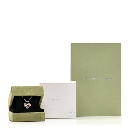 Van Cleef & Arpels 18K White Rose Gold Diamond Guilloche Vintage Alhambra Pendant Necklace 5 of 5