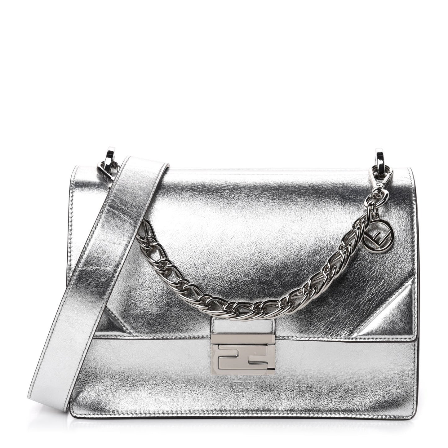 Vitello Catalan Mirror F is Fendi Kan U Shoulder Bag Argento