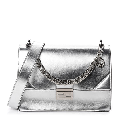 Fendi Vitello Catalan Mirror F is Fendi Kan U Shoulder Bag Argento 1 of 12