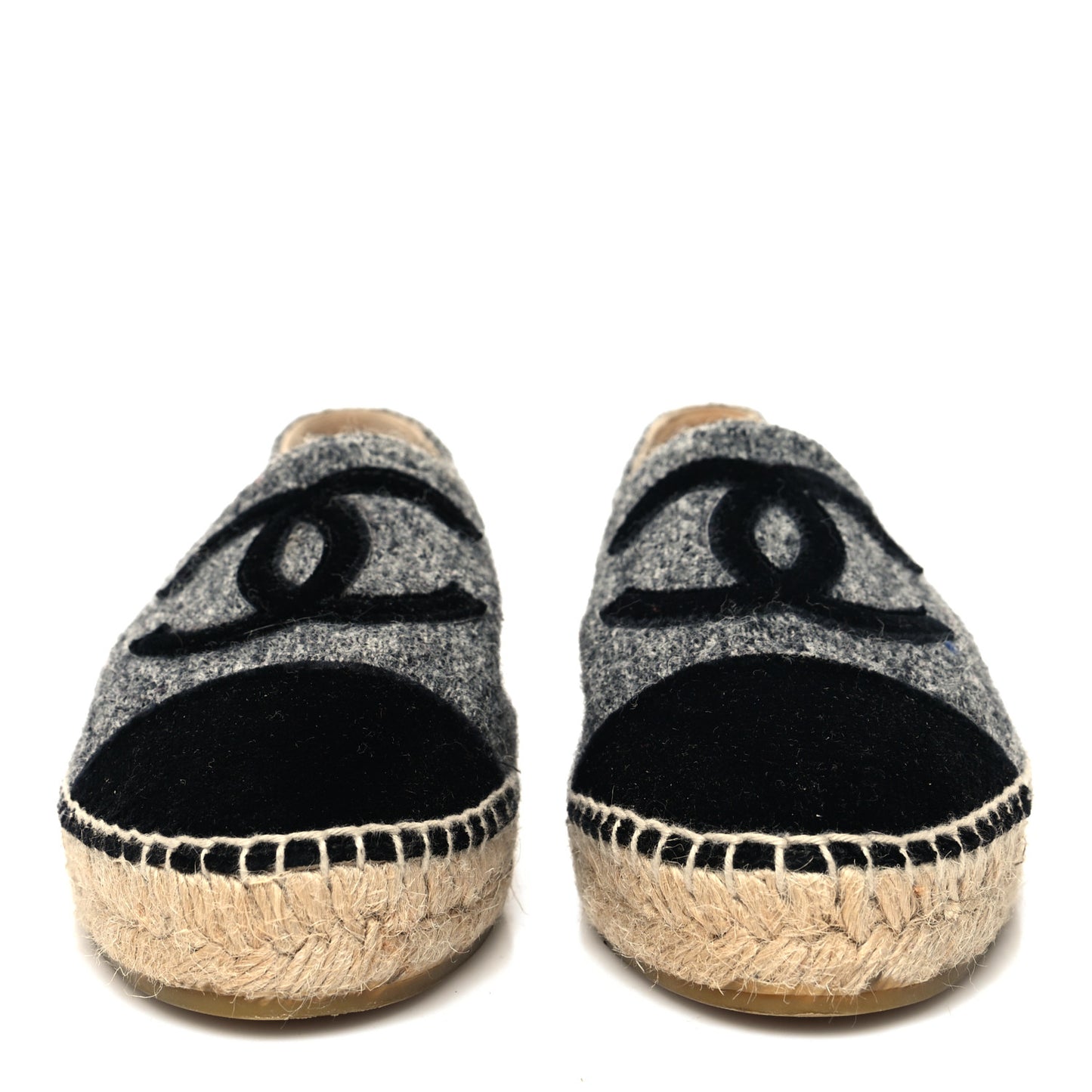 Tweed Velvet CC Espadrilles 38 Grey Black