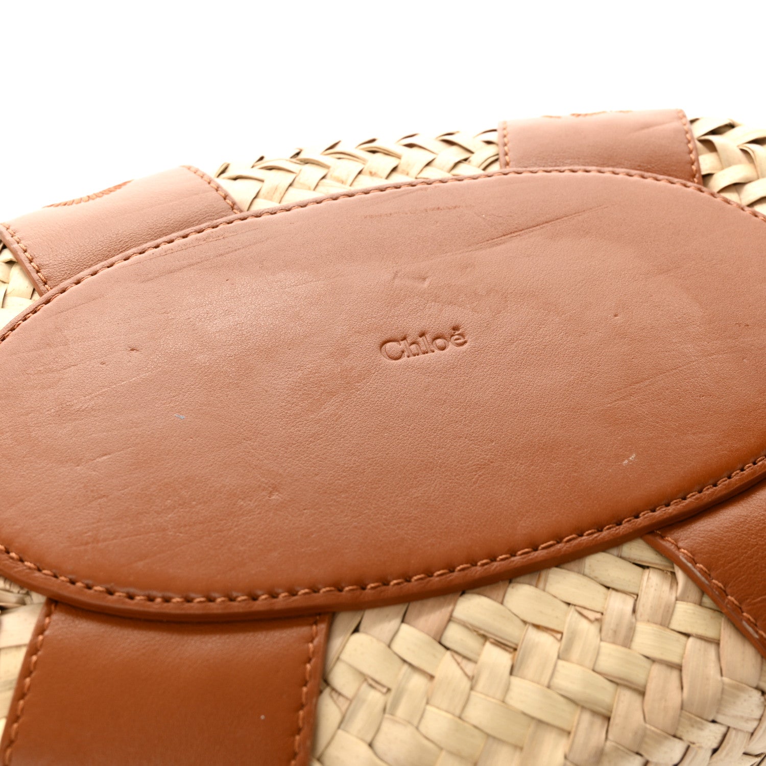 Chloe Raffia Smooth Calfskin Medium Sense Basket Caramel 10 of 10