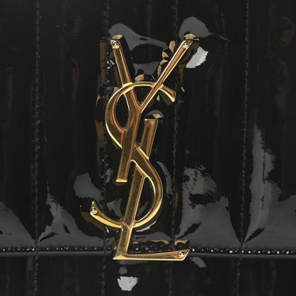 Saint Laurent Patent Calfskin Matelasse Monogram Small Vicky Chain Bag Black 7 of 10