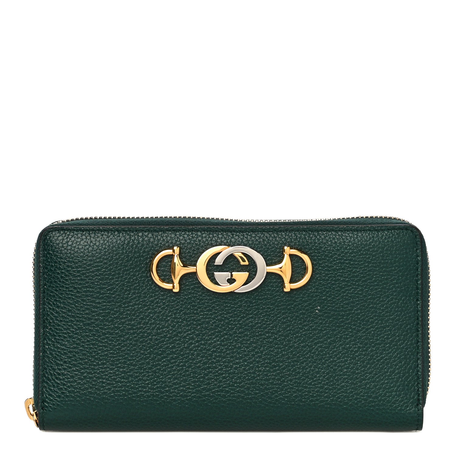 Gucci Grainy Calfskin Zumi Zip Around Wallet Vintage Green 1 of 11