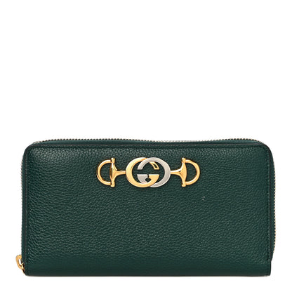 Gucci Grainy Calfskin Zumi Zip Around Wallet Vintage Green 1 of 11