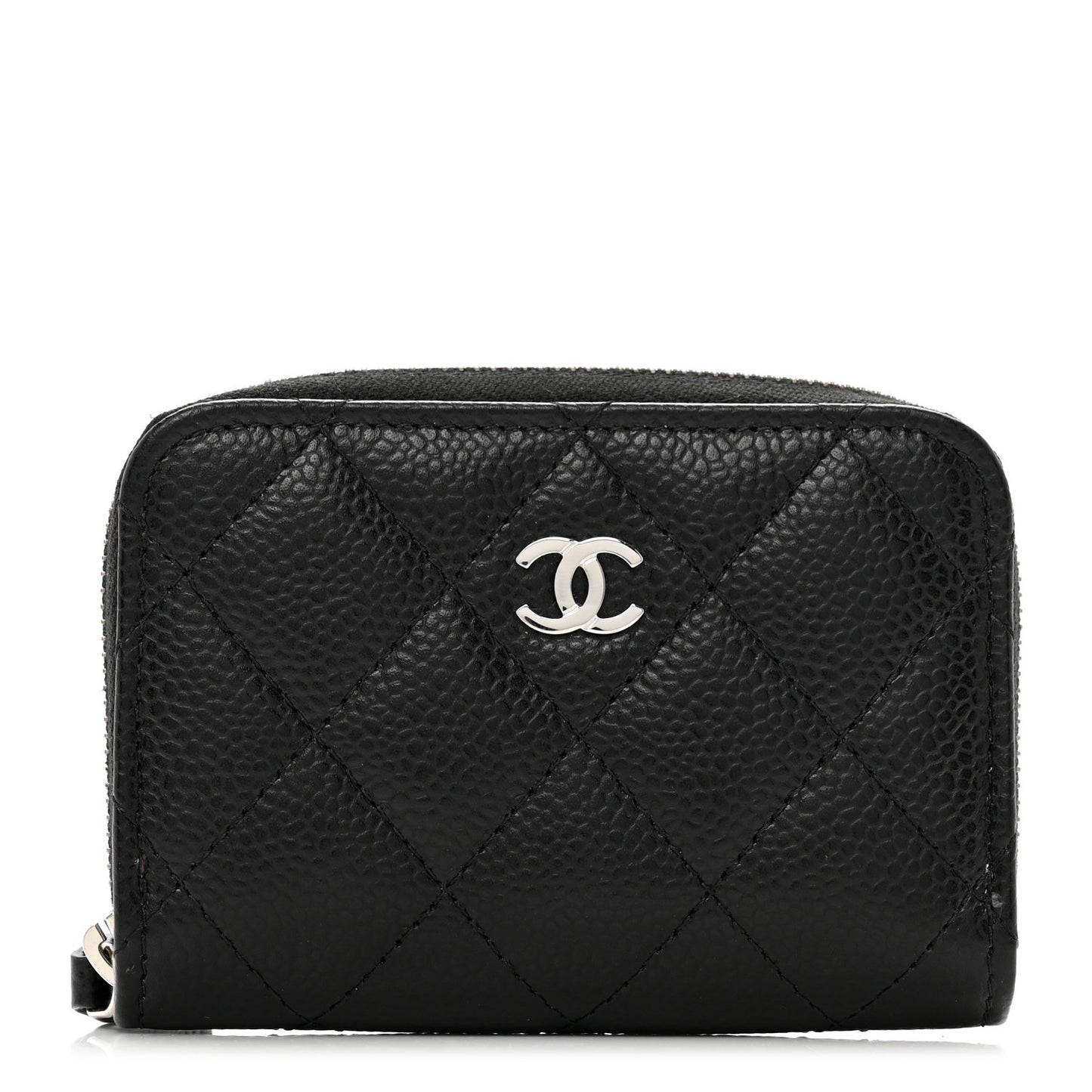 Caviar Quilted Zip Coin Purse Black