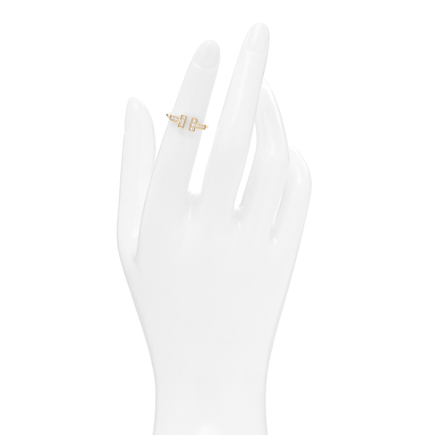 Tiffany 18K Yellow Gold Diamond T Wire Ring 47 4 2 of 5