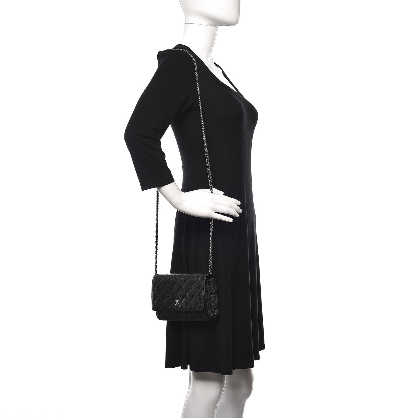 Caviar Quilted Wallet On Chain WOC Black