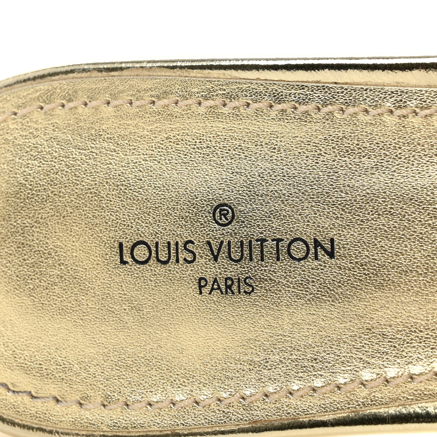 Metallic Lambskin Embossed Monogram Revival Flat Mules 39 Gold