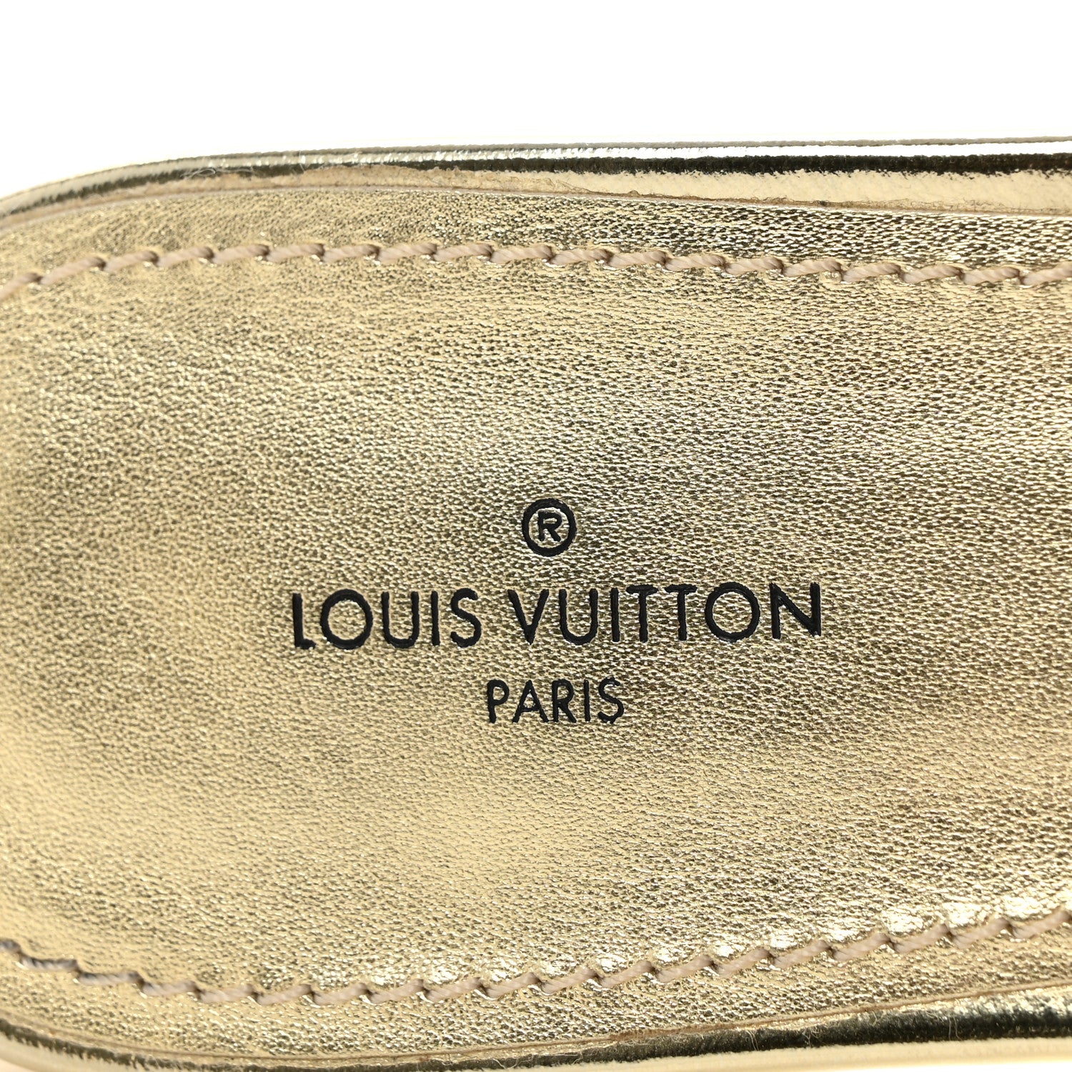 Louis Vuitton Metallic Lambskin Embossed Monogram Revival Flat Mules 39 Gold 8 of 10