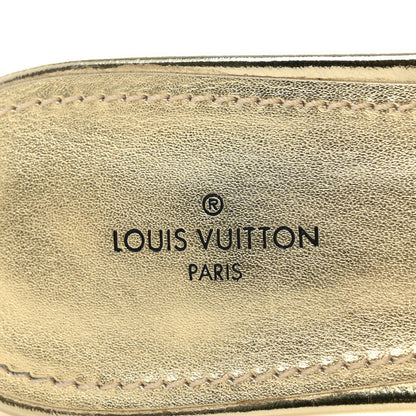 Louis Vuitton Metallic Lambskin Embossed Monogram Revival Flat Mules 39 Gold 8 of 10