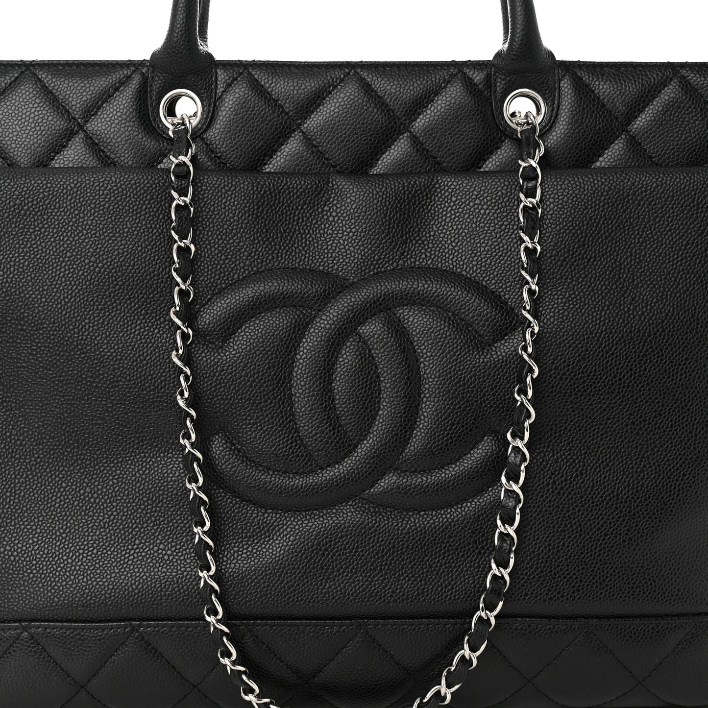 Caviar Large Soft CC Top Handle Tote Black