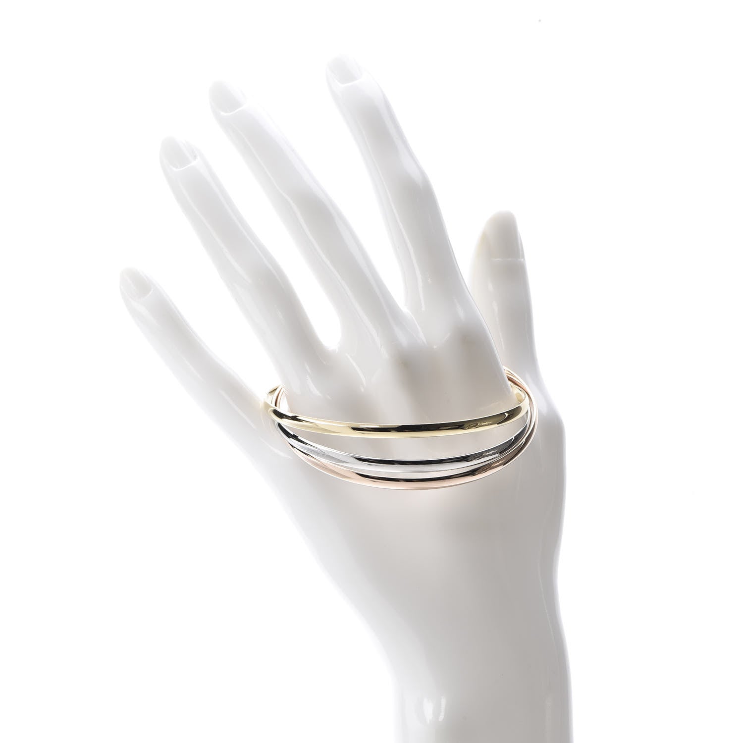 Cartier 18K Pink Yellow White Gold 3.5mm Trinity Bangle Bracelet 62 2 of 6