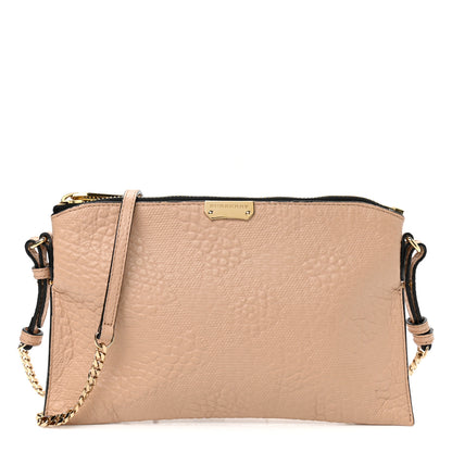 Burberry Signature Grain Calfskin Check Embossed Peyton Crossbody Clutch Bag Apricot 1 of 11