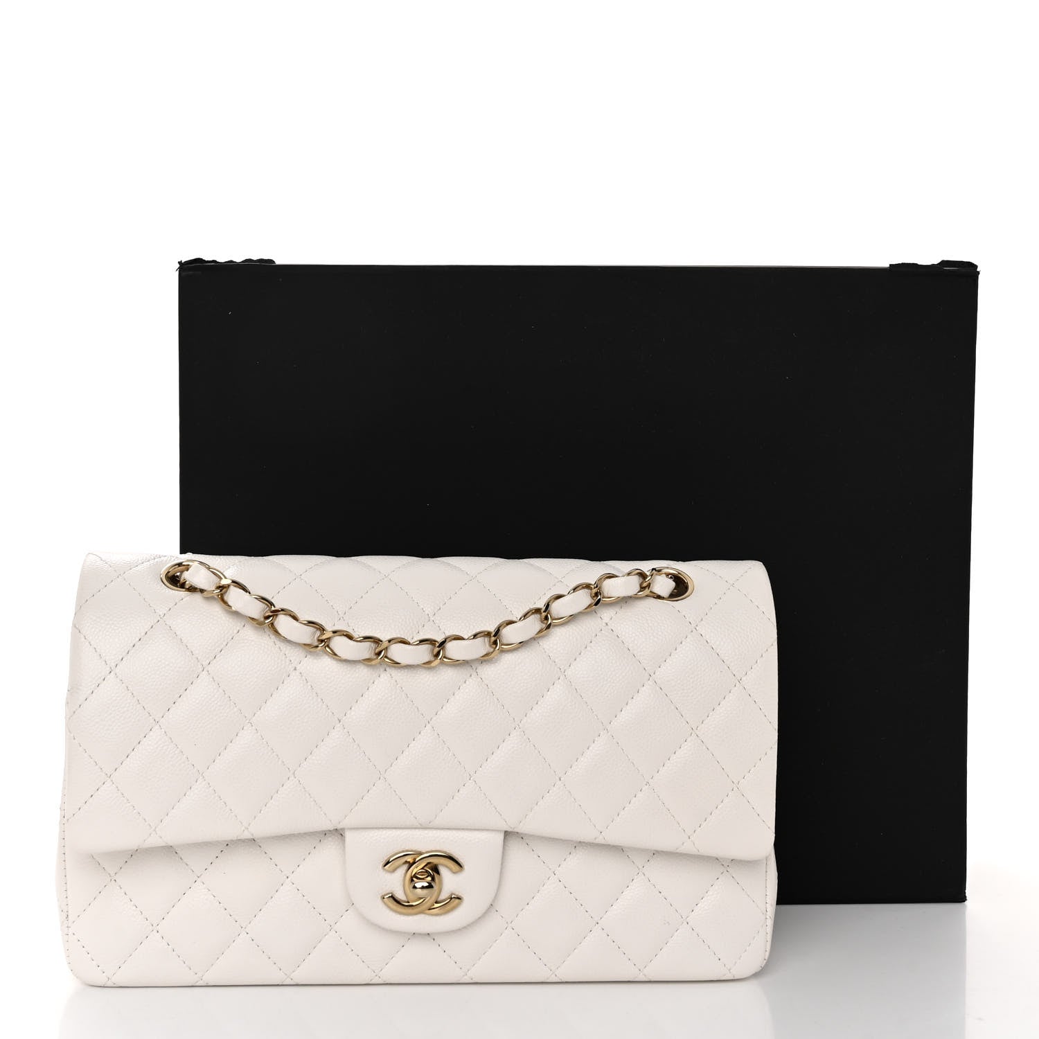 Chanel Caviar Quilted Medium Double Flap White 11 of 11