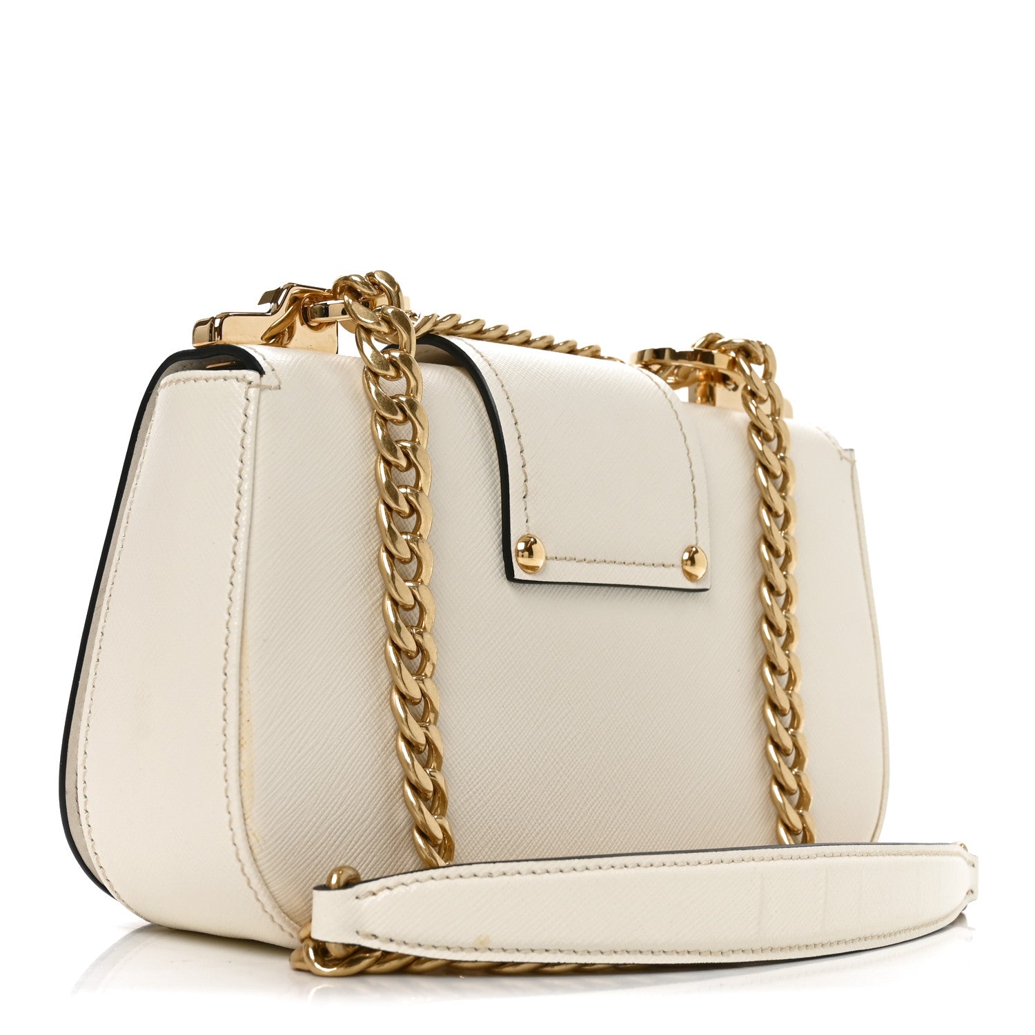 Prada Saffiano Lux Sidonie Small Chain Crossbody Bag White 3 of 9