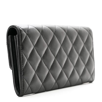 Chanel Lambskin Quilted Large Gusset Flap Wallet Black 3 of 10