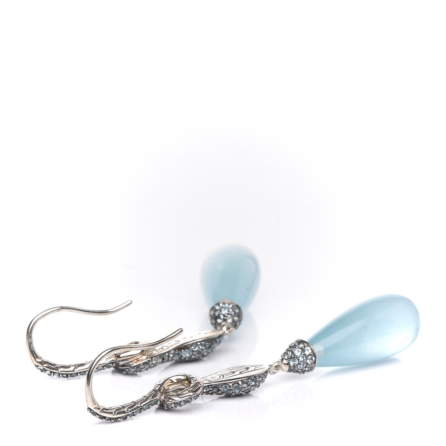Sterling Silver Diamond Aquamarine Blue Topaz Legends Cobra Batu Drop Earrings
