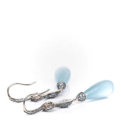 John Hardy Sterling Silver Diamond Aquamarine Blue Topaz Legends Cobra Batu Drop Earrings 3 of 5
