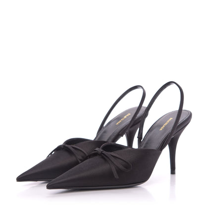Balenciaga Satin Pointed Toe Knife Slingback Mules 35 Black 2 of 9