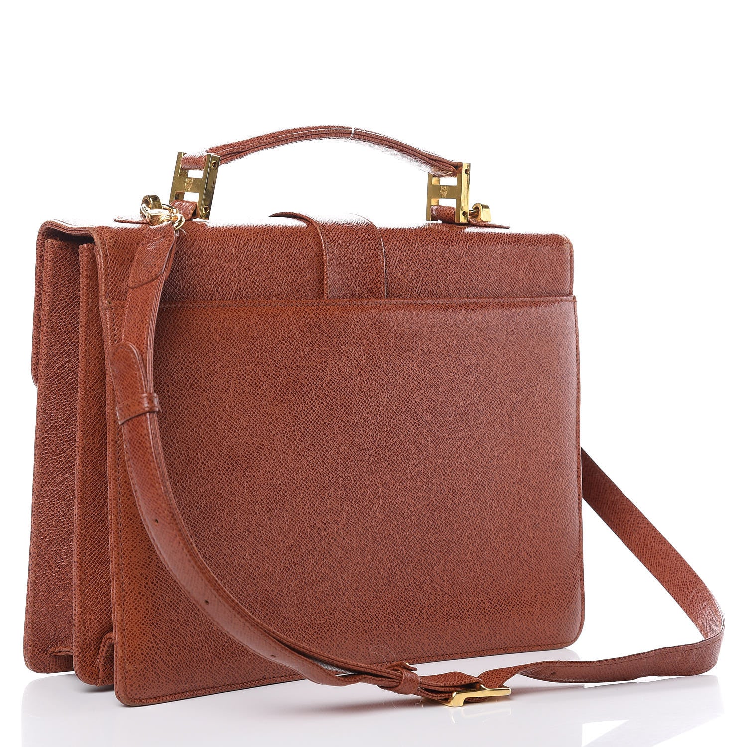 MCM Grained Calfskin Satchel Cognac 3 of 14
