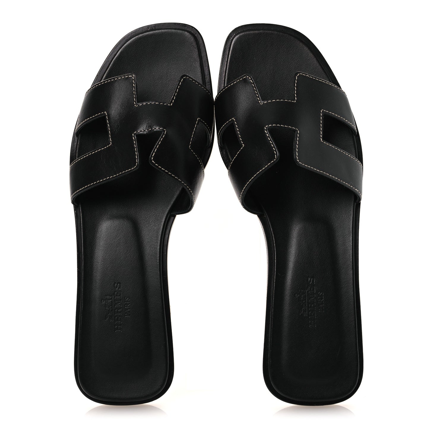 Box Calfskin Oran Sandals 37 Black