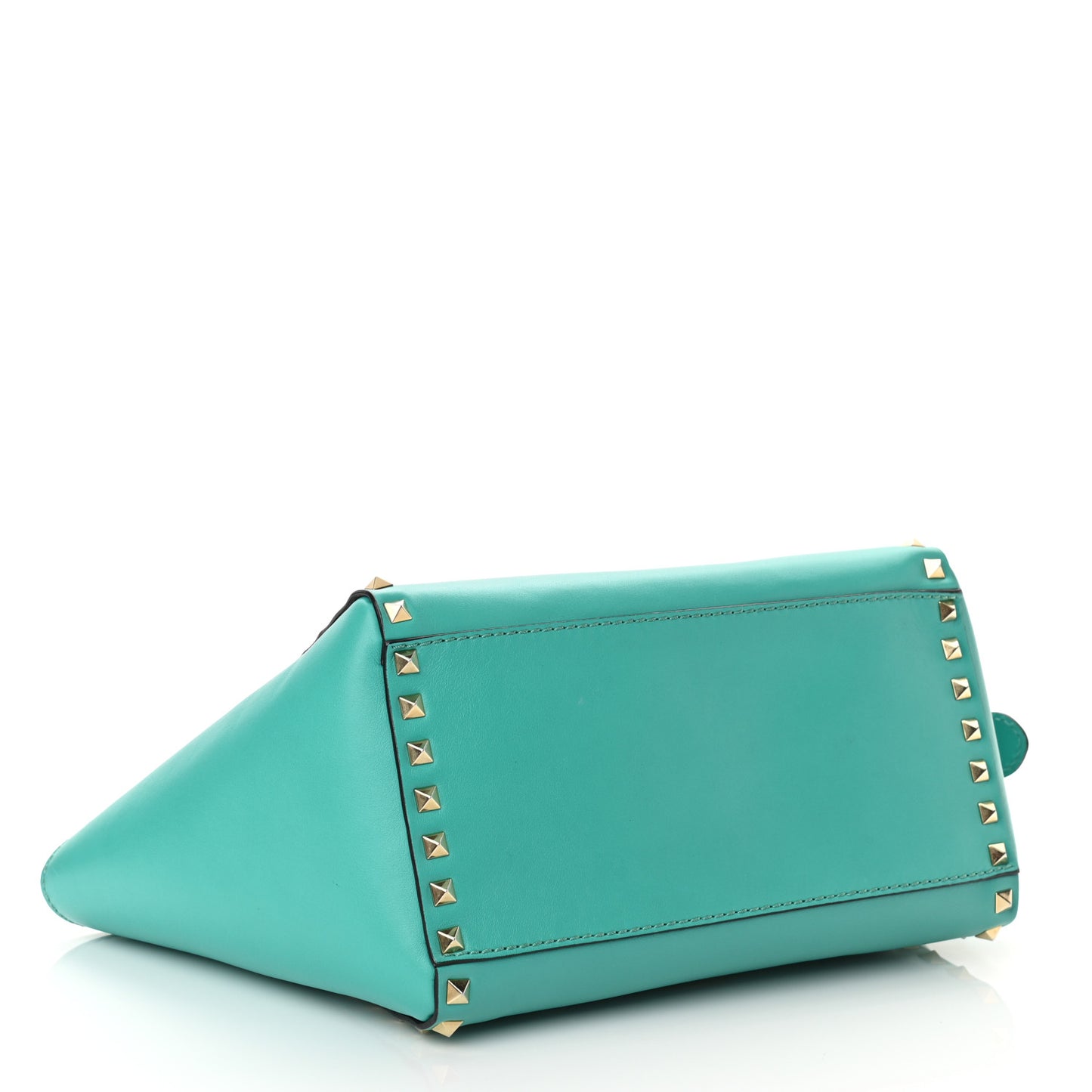 Vitello Small Rockstud Double Handle Tote Opaline Green