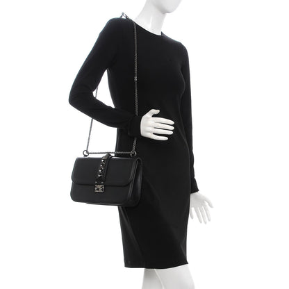 Valentino Garavani Vitello Medium Glam Lock Rockstud Flap Black 2 of 7
