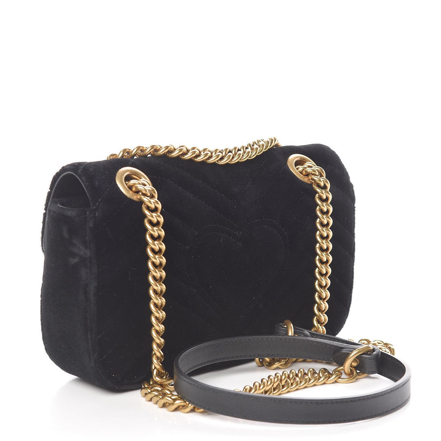 Velvet Matelasse Mini GG Marmont Shoulder Bag Black