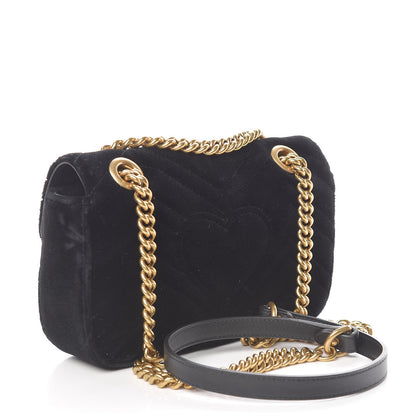 Gucci Velvet Matelasse Mini GG Marmont Shoulder Bag Black 3 of 10