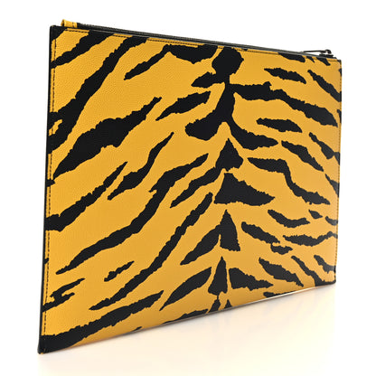 Saint Laurent Grain De Poudre Zebra Print Zipped Tablet Holder Yellow Black 3 of 10
