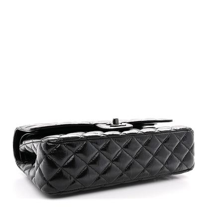 Chanel Shiny Crumpled Calfskin Quilted Medium Double Flap So Black 4 of 11