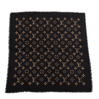 Louis Vuitton Wool Silk Monogram Giant Jungle Shawl Black 1 of 4