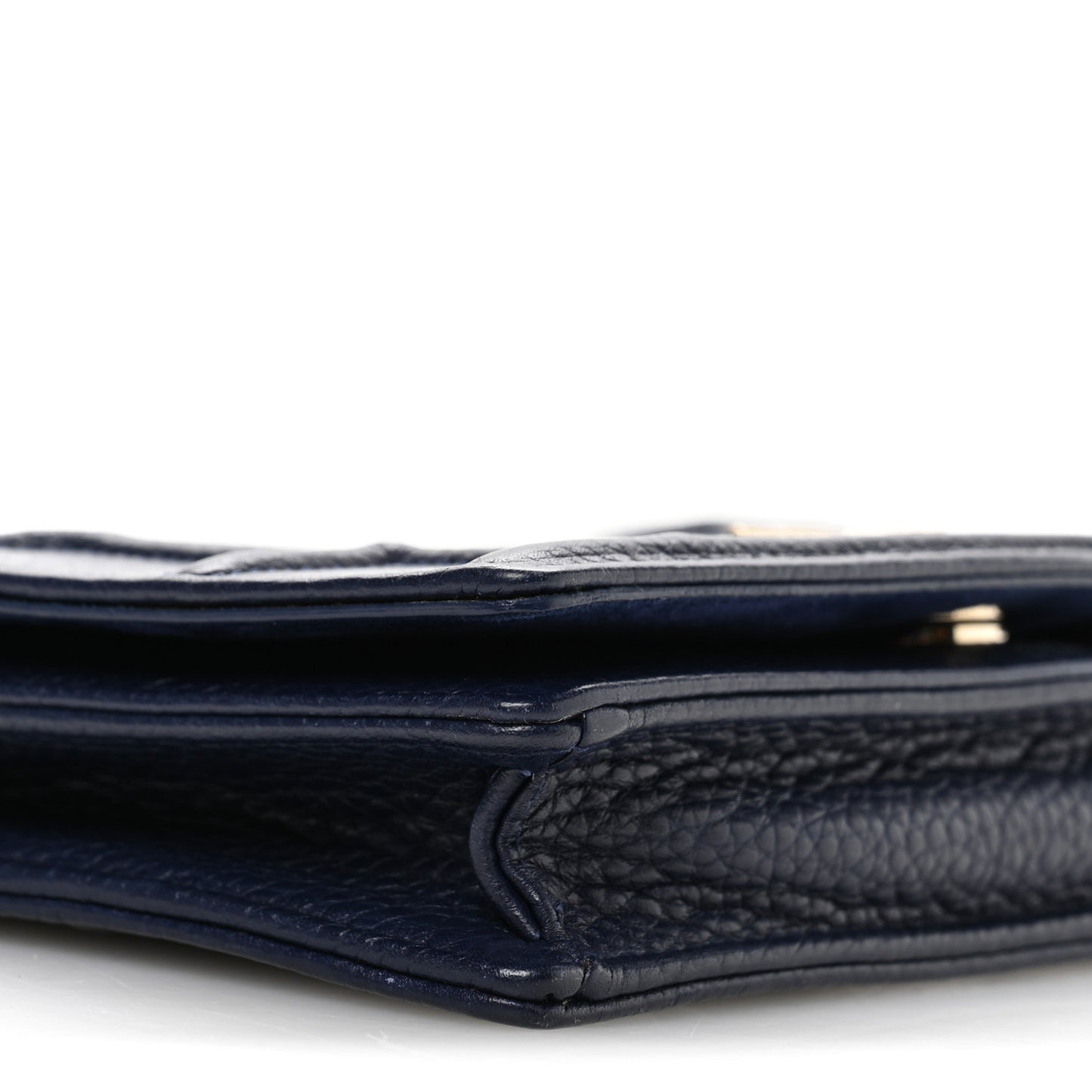 Grained Calfskin Diorama Wallet on Chain Pouch Blue