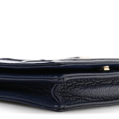 Christian Dior Grained Calfskin Diorama Wallet on Chain Pouch Blue 9 of 11