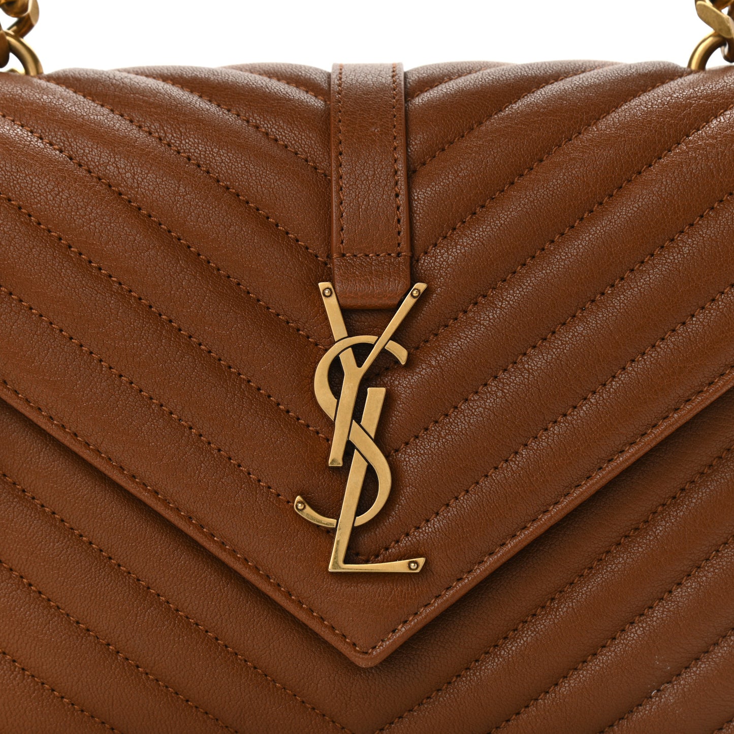 Calfskin Matelasse Chevron Monogram Medium College Bag Brick