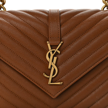 Saint Laurent Calfskin Matelasse Chevron Monogram Medium College Bag Brick 8 of 10