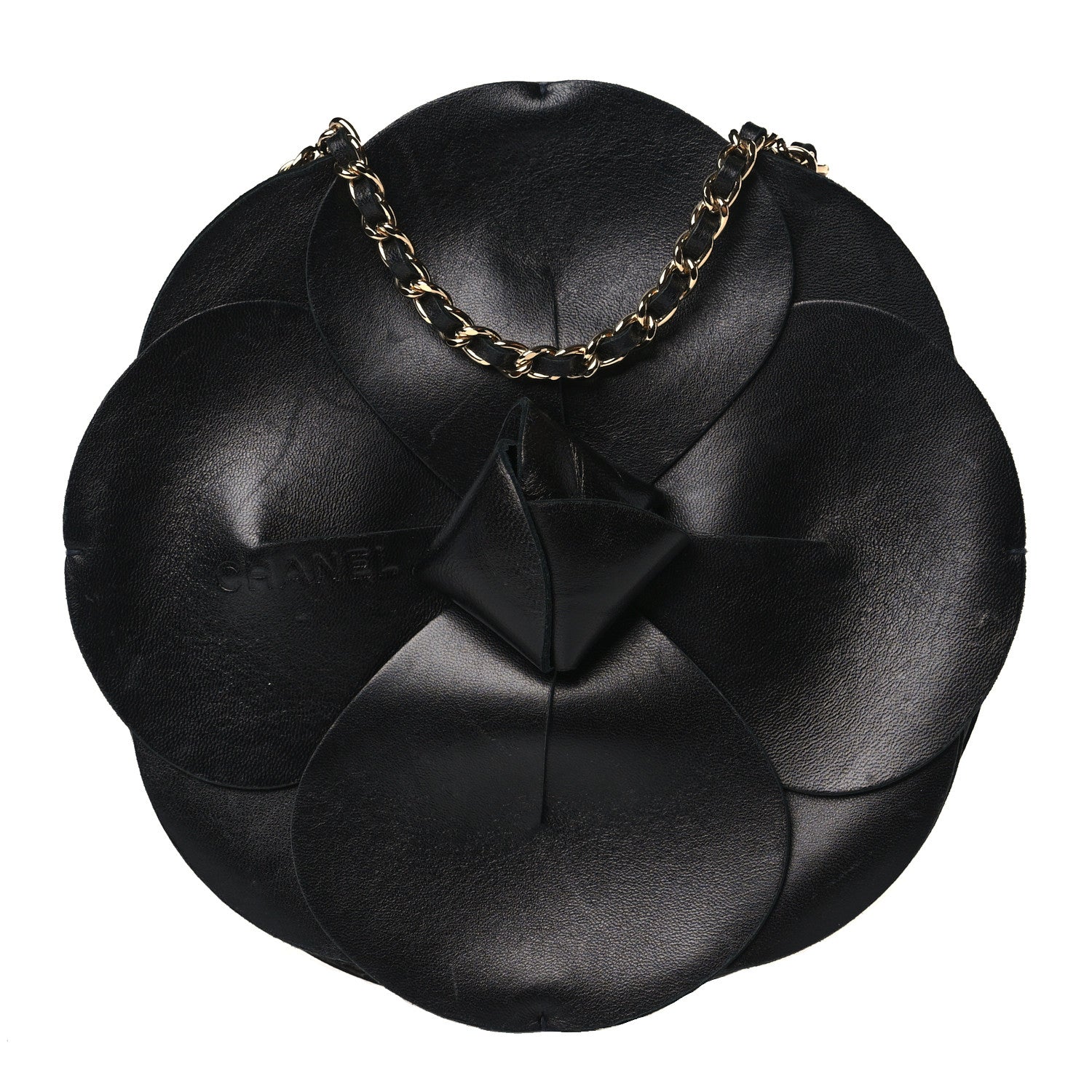 Chanel Lambskin Quilted Camelia Clutch Black 1 of 9