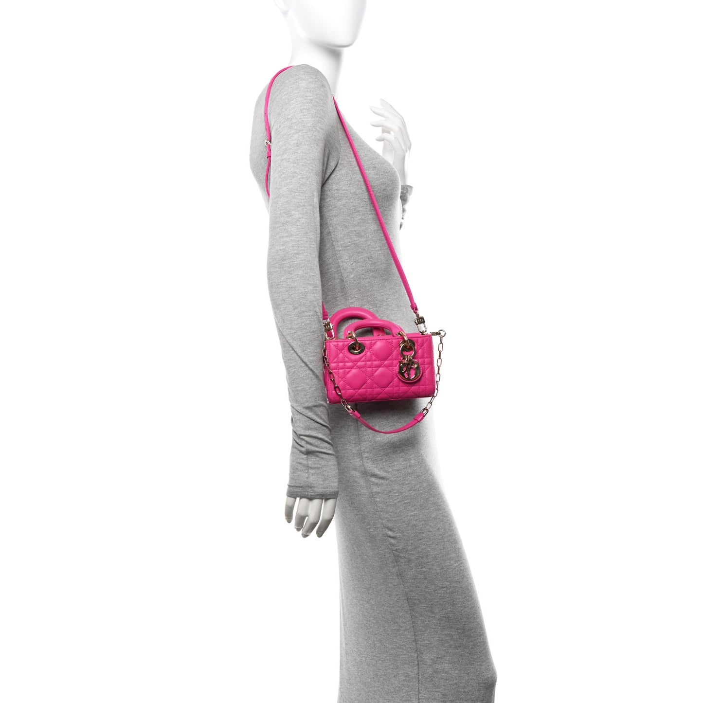 Lambskin Cannage Micro Lady D-Joy Rani Pink